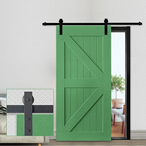 183cm (clásico) Puerta de granero corredera estilo rústico, de madera para armario herraje colgadocon guía rodamientos deslizantes, para puerta doble