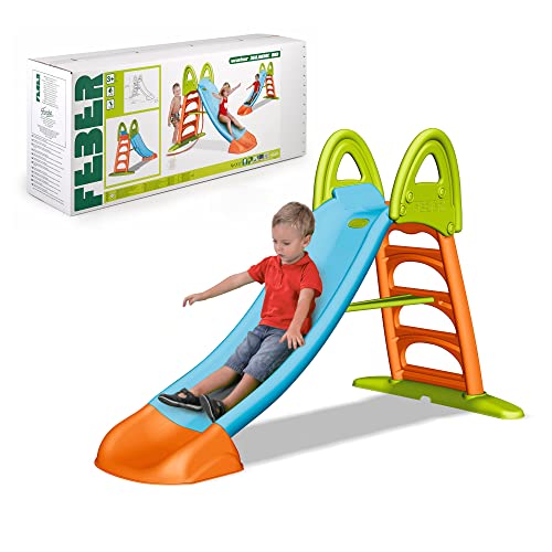 FEBER - Tobogán Slide 10 con Agua, con hueco para la poner la manguera, escaleras antideslizantes, multicolor, de gran resistencia y fácil montaje, para niños entre 3 y 8 años, FAMOSA (800009592)