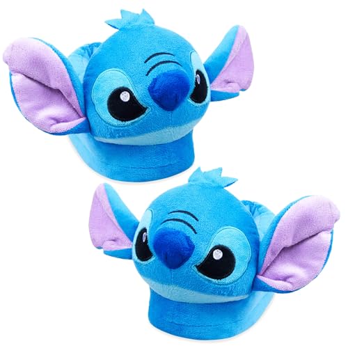 Disney Zapatillas de Casa Mujer Peluche Stitch Igor Winnie the Pooh Baby Yoda (Azul Stitch, 40-41)