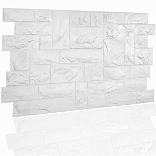 Paneles PVC de Revestimiento de Paredes - Efecto Ladrillo Blanco con Textura 3D Realista - Conjunto de 10 Paneles | 4.82 sqm Panel Decorativo Pared Panel Imitacion Ladrillo Panel Piedra Ladrillo