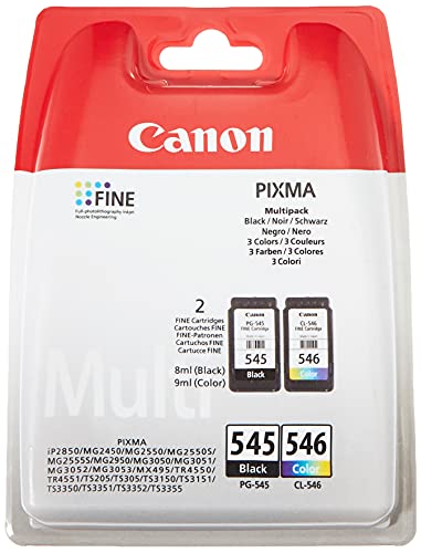 Cartuchos de tinta Canon PG-545 + CLI-546 BK / C / M / Y multipack negro + color 8ml + 9ml ORIGINAL para impresora PIXMA