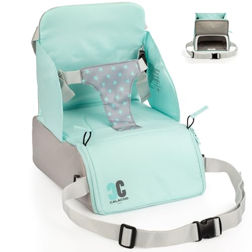 CALACOD - Trona portatil bebe de diseño - 2 en 1: Trona de viaje portatil + bolsa gran capacidad - Alzador/Elevador silla para mesa de comer - Trona plegable ligera: 6m/3 años(15kg) - Color UNISEX