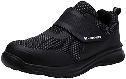 Zapatillas de Seguridad Hombre,LM180121 SBP Zapatos de Trabajo Mujer con Punta de Acero Ultra Liviano Reflectivo Transpirable 41 EU,Triple Negro