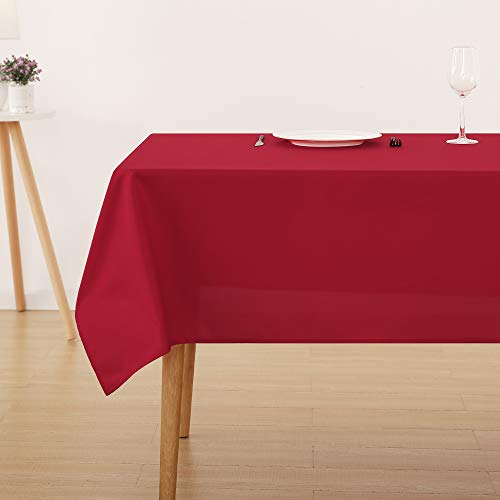 Deconovo Mantel Navidad Antimanchas Rectangular Mantel Rojo Impermeable de Poliéster para Mesa Decoración de Mesa Hogar Cocina Salón Cumpleaños130x220cm Rojo