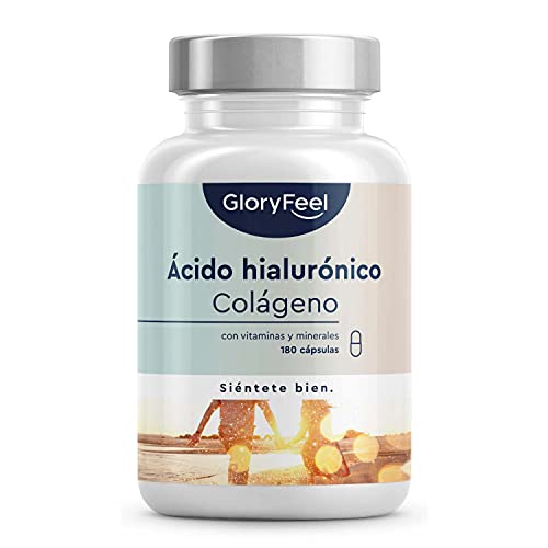Colágeno + Ácido hialurónico + Vitamina C natural + Biotina + Zinc + Selenio + Extracto de bambú - Para la piel, articulaciones, los huesos y el cabello -180 cápsulas (Suministro para 3 meses)