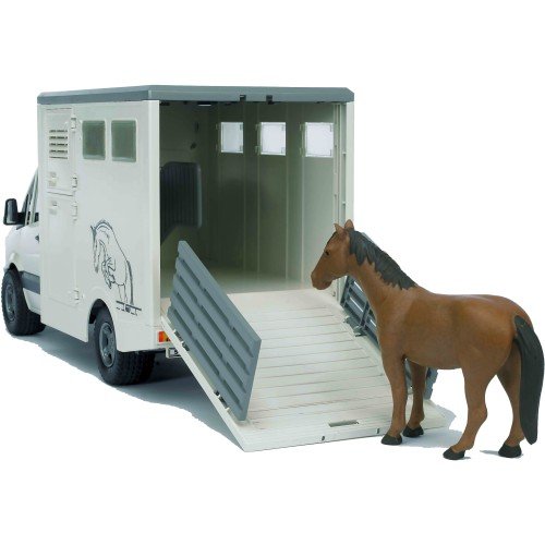 BRUDER - Coche MB para transporte caballo incluye un caballo - Escala 1:16 - 02533