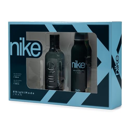 NIKE - Night Mode, Perfume 100 ml + Desodorante Hombre Spray 200 ml, Estuche Regalo Hombre, Pack Nike 2 Piezas, Masculino y Fresco, Colonia Amaderada y de Larga Duración