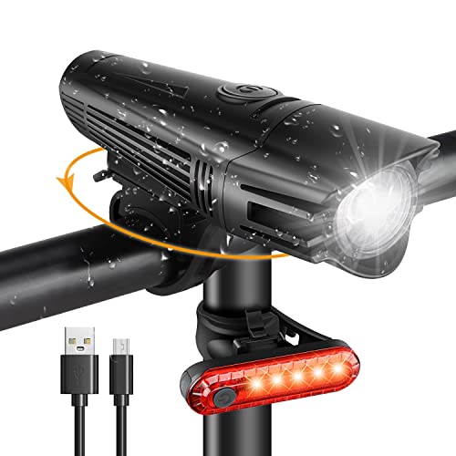 Luz Bicicleta LED Multiple Modos de Iluminación Luces Bicicleta Delantera y Trasera Recargable USB Linterna Batería Impermeable Protección para Ciclismo, Carretera y Montaña