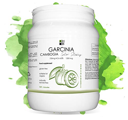 GARCINIA Cambogia EXTRA Fuerte | 1200 mg | 720 mg HCA | 360 cápsulas | quema de grasa | acelera el metabolismo de los lípidos | equilibrio del peso | ✔️ Producto italiano