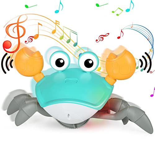 Juguete de Cangrejo de Escape con Sensor de bebé, Cangrejo de Juguete Educativo para bebés, Juguetes Musicales para bebés, Recargable por USB, Regalos para niños de 6 Meses a 5 años