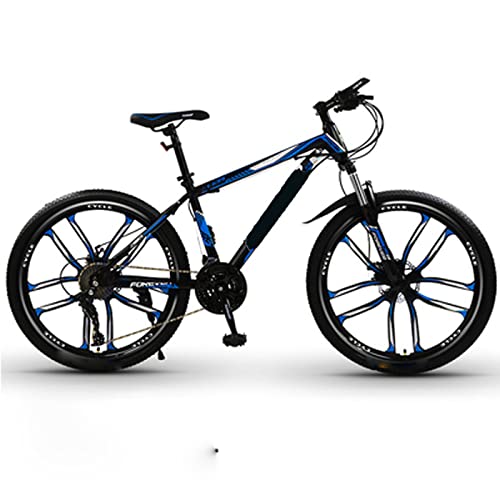 ASUMUI Bicicleta de montaña de 24 Pulgadas, aleación de Aluminio, 21 velocidades Variables, absorción de Impactos, Todoterreno, Viajes, Ciudad, Coche de cercanías (Blue)