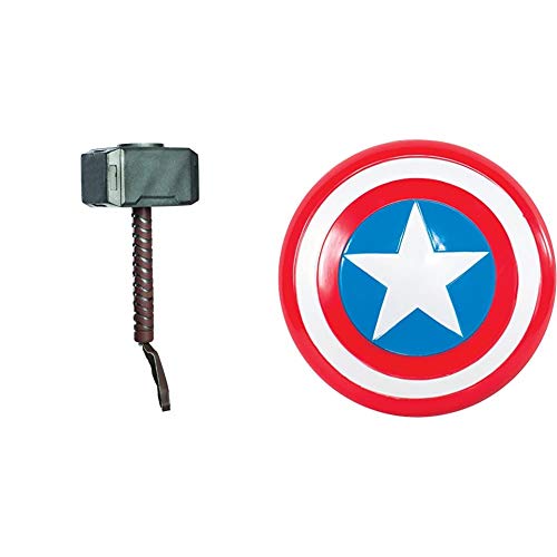 Avengers - Martillo de Thor para Disfraz de niño, Talla única Infantil (Rubie'S 35639) + Escudo de Capitán América para niño, Talla única Infantil (Rubie'S 35640)