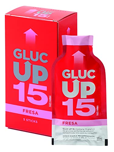 Gluc Up Gluc Up 15 - Glucosa, Sticks 30 ml. x 5 uds, Sabor fresa, Indicado para bajadas de glucosa 140 ml