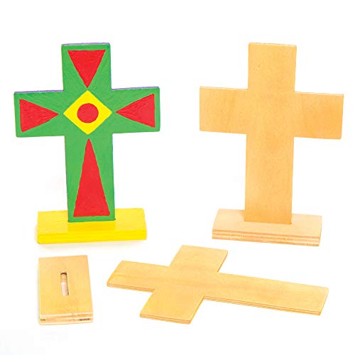 Baker Ross Cruces de Madera de Pie - Paquete de 4, Manualidades de Pascua para Niños (AC638)