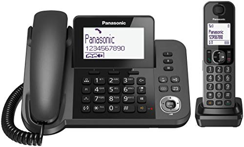 Panasonic KX-TGF310 - Teléfono Fijo Inalámbrico con Supletorio Portátil (2 en 1, LCD, Teclas Grandes, Agenda de 100 Números, Bloqueo de Llamadas, Modo ECO, Reducción Ruido, Manos Libres) Color Negro