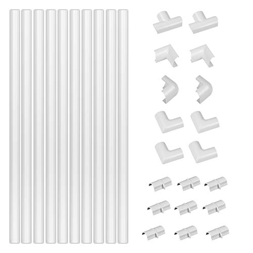 D-Line Mini Canaletas adhesivas de PVC para cables, Multipack de 10 piezas (30x15mm) de 40cm de longitud (4-metro) en color blanco - Solución para organizar, proteger y cubrir cables