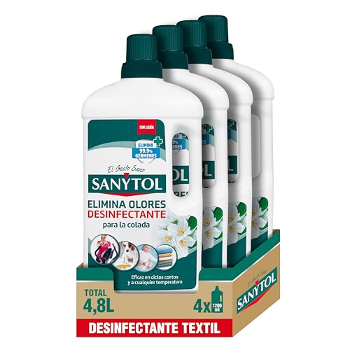 Sanytol – Desinfectante Textil, Elimina Gérmenes y Malos Olores de la Ropa Sin Lejía, 1.2L , 4 Unidad ( Paquete de 1)