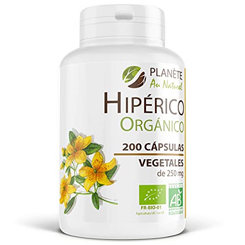 Hierba de San Juan - Hipérico Orgánico - 250 mg - 200 cápsulas vegetales - Planète au Naturel