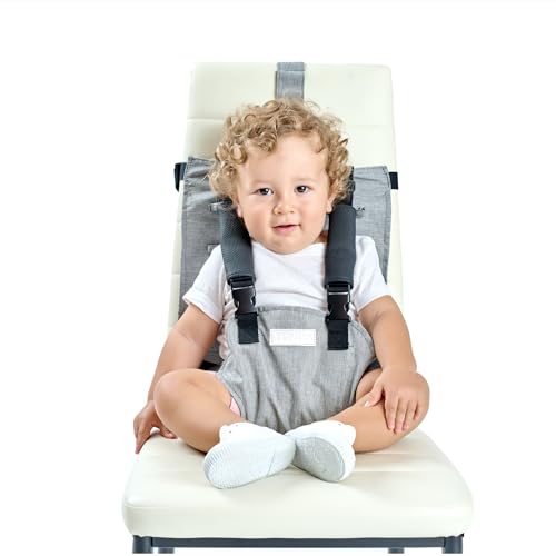 Trona portatil bebe -Trona de bebe plegable como asiento bebe elevador y adaptable a la mesa para viajes-Silla infantil para comer de viaje con arnés para sentar a niños y bebés a la mesa