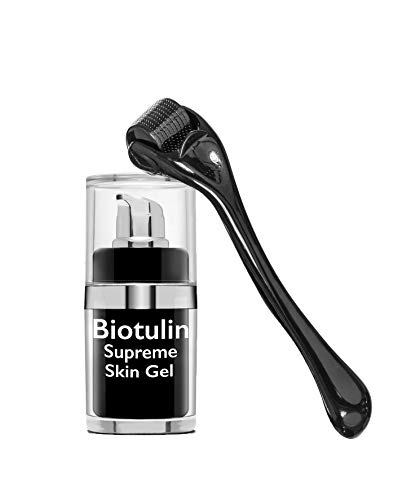 Biotulin Supreme Skin Gel (15ml) + Dermaroller 0.5mm - Serum facial antiarrugas para mujer y hombre - Ácido Hialurónico - Ingredientes Antiedad y Antiarrugas - 540 puntas ultrafinas