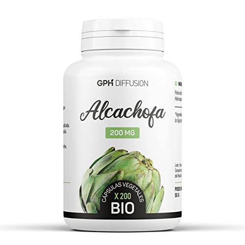 Alcachofa Orgánica (Cynara scolymus L.) - 200 mg - 200 cápsulas vegetales - Alcachofa Hojas - Complemento alimenticio - Formula Pura y Natural - GPH DIFFUSION
