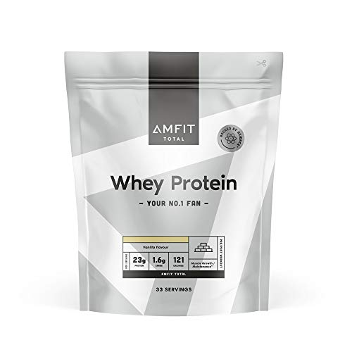 Marca Amazon - Amfit Nutrition Proteína de Suero de Leche en Polvo, Vainilla, 33 porciones, 1 kg (Paquete de 1)