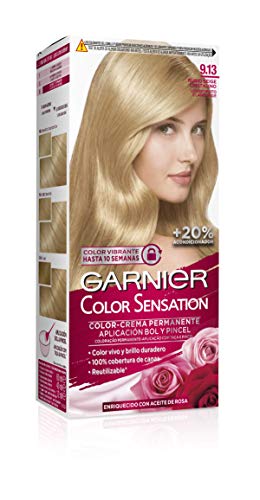 Garnier Color Sensation - Tinte Permanente Rubio Beige Cristalino 9.13, disponible en más de 20 tonos