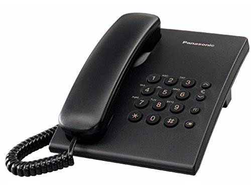 Panasonic KX-TS500 - Teléfono fijo con cable (tono configurable, montable en pared, compatible con audífonos), color negro