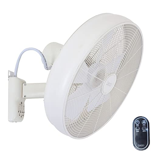 LUCCI AIR Ventilador de pared Breeze con mando a distancia, ventilador de pared con giro automático, diámetro de 46 cm, color blanco