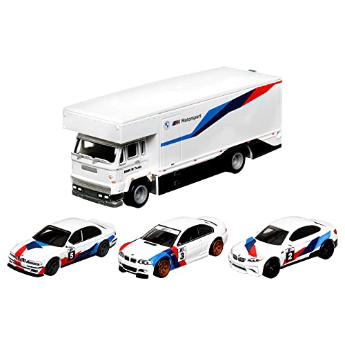 Hot Wheels Premium Set 4 coches de juguete de colección (modelo 3), incluye 3 coches y 1 camión, regalo +3 años (Mattel HCR52)