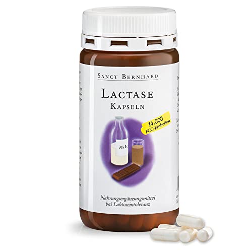 Sankt Bernhard Lactase-Enzimas FORTE, con 14.000 FCC para la intolerancia a la lactosa - 150 cápsulas