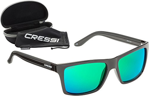 Cressi Rio Sunglasses Gafas de Sol Deportivo Polarizados, Unisex Adultos, Negro/Verde, Talla única