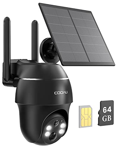 COOAU 3G/4G LTE Cámara Vigilancia Exterior con Sim, 2K 3MP QHD Camara 4G Solar sin Cable con Batería, PTZ 355°/90°, Visión Nocturna, PIR Detección de Movimiento, Audio de Dos Vías, Tarjeta SIM & SD
