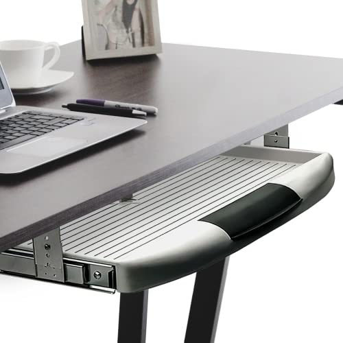 Gedotec Extracto de teclado para montaje bajo el escritorio, 1 juego de cajones para teclado para montar debajo del escritorio, color gris, bandeja extraíble para debajo del escritorio