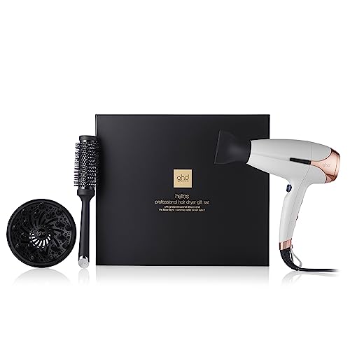 ghd Helios - Secador de pelo profesional con tecnología aeroprecis, incluye boquilla y difusor profesional y cepillo cerámico the blow dryer, blanco - Exclusivo Amazon