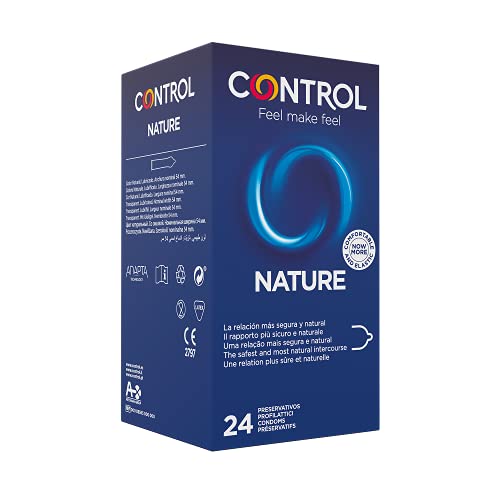Control Preservativos Nature. Caja Pack Ahorro 24 Condones para un Placer Natural, Lubricados, Sexo Seguro, Ajuste Perfecto