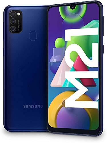 SAMSUNG Galaxy M21 - Smartphone Dual SIM de 6.4' sAMOLED FHD+,Ttriple Cámara 48 MP, 4 GB RAM, 64 GB ROM Ampliables, Batería 6000 mAh, Android, Versión Española, Color Azul