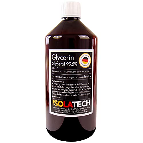 Glicerina líquida vegetal 1 Litro CALIDAD 99,5% grado farmacéutico, puro, glicerol Botella de 1L (contenido 1,2kg)
