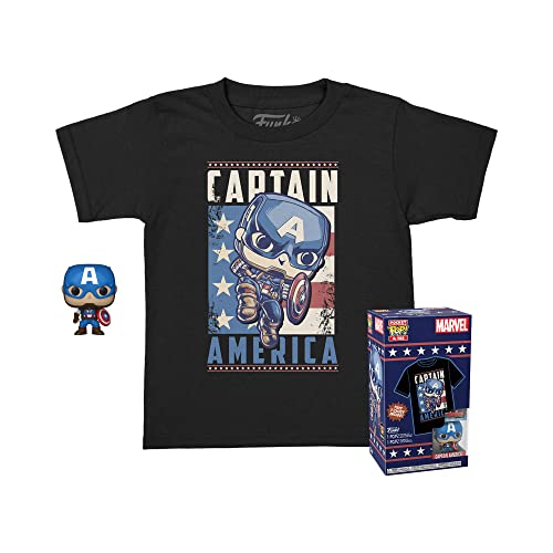 Funko Pocket Pop! & tee: Marvel - Captain America - para Chicos - Large - (L) - Camiseta, Franela - Ropa con Minifigura de Vinilo Coleccionable - Idea de Regalo para Adultos Hombres y Mujeres