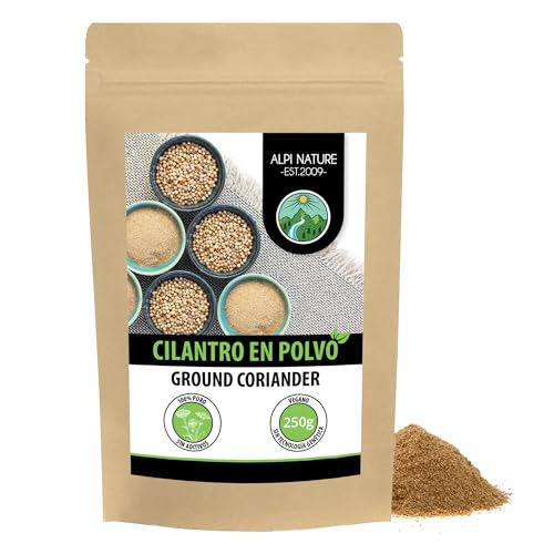 Cilantro molido (250g), polvo de cilantro, semillas de cilantro molidas, especia 100% natural, semillas de cilantro en polvo, sin aditivos, coriandolo, coriander