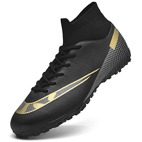 ASOCO DREAM Zapatillas de Fútbol para Hombre Botas de Fútbol Profesionales de Caña Alta Calzado de Atletismo al Aire Libre Zapatos de Entrenamiento Deportivo de Fútbol,Negro,43 EU
