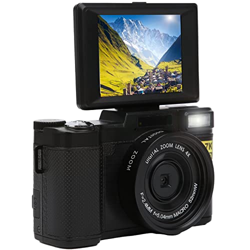 Cámara Digital Vlogging con Pantalla LCD abatible con rotación de 180 Grados, Full HD 2.7K 48MP Vlog Camera Vlogder Batería incorporada de 800mAh Bodas de cumpleaños