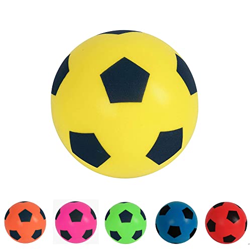 HTI Fun Sport Softball - Balón de fútbol Espuma para Interiores/Exteriores, Pelota de Espuma para Horas de diversión, fútbol para Adultos, niños y niñas de Todas Las Edades (Yellow)