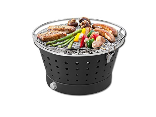 Starke Fun-BBQ - Barbacoa de carbón vegetal sin humo, mesa o terraza, 35 cm, color antracita