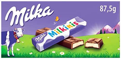 Milka Milkinis Mini Barritas de Chocolate con Leche Rellenas de Crema Cajita