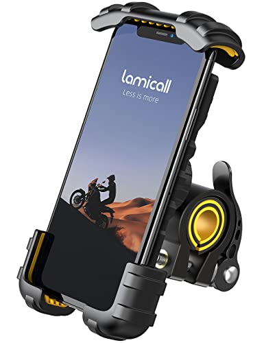 Soporte Movil Bicicleta, Lamicall Soporte Motocicleta - Rotación 360° Soporte Manillar para iPhone 14 Pro MAX Plus, 13/12/11 Pro MAX, Mini XS XR X 8 7, Samsung S10 S9 S8, Huawei, 4.7-6.8' Smartphones