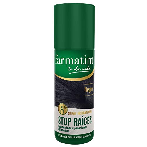 Farmatint Spray instantáneo capilar Stop Raíces, color negro - 75 ml, Negro