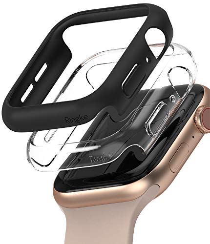 Ringke Slim Compatible con Funda Apple Watch Series 6/5/4/SE 44mm, Delgada Ligera Fina Carcasa [2 Unidades] - Clear/Matte Black