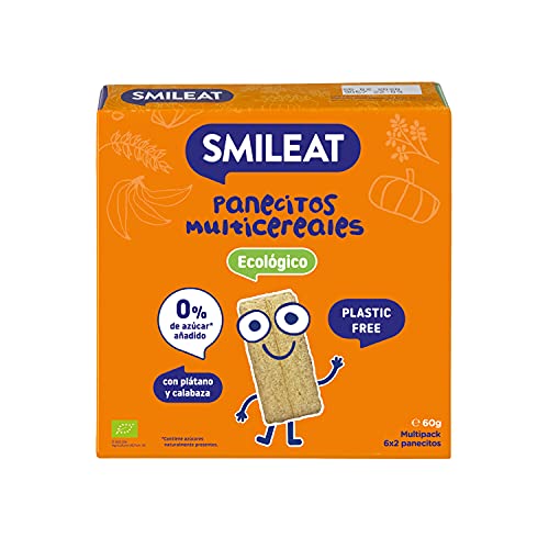 Smileat - Panecitos Multicereales Ecológicos, Ingredientes Naturales, Snacks y Meriendas, Para Bebés a Partir de los 6 Meses