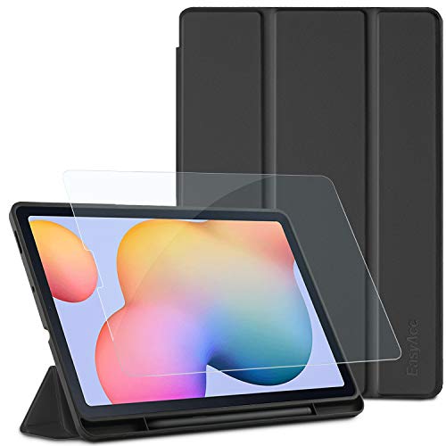EasyAcc Funda Compatible con Samsung Galaxy Tab S6 Lite 10.4 + Protector de Pantalla, Ultradelgada Carcasa Compatible con Galaxy Tab S6 Lite 10.4 Pulgadas 2020 Tableta, Negro